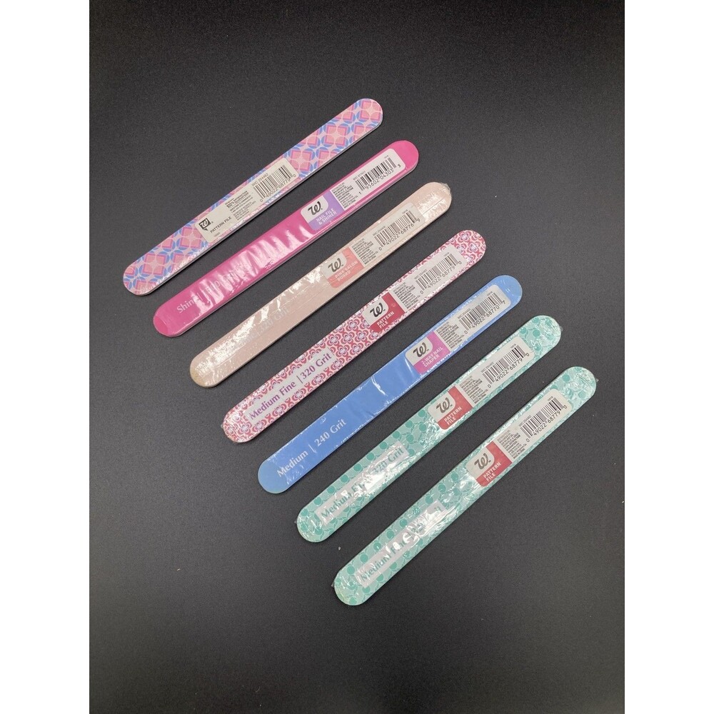 Walgreens Assorted Nail Files Lot of 7 - Multi-Grit Emery Boards Manicure Pedicu